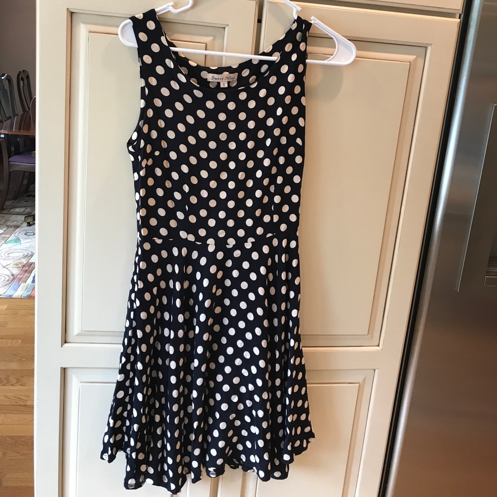 Black and ivory cotton blend Skater dress